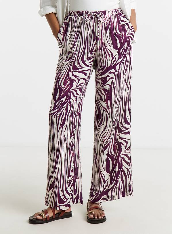 SIMPLY BE Zebra Crinkle Wide Leg Trouser 30